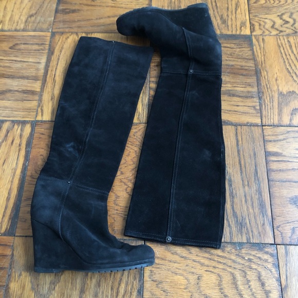 Prada Linea Rossa Shoes - Prada suede wedge boots, black, size 35.5
